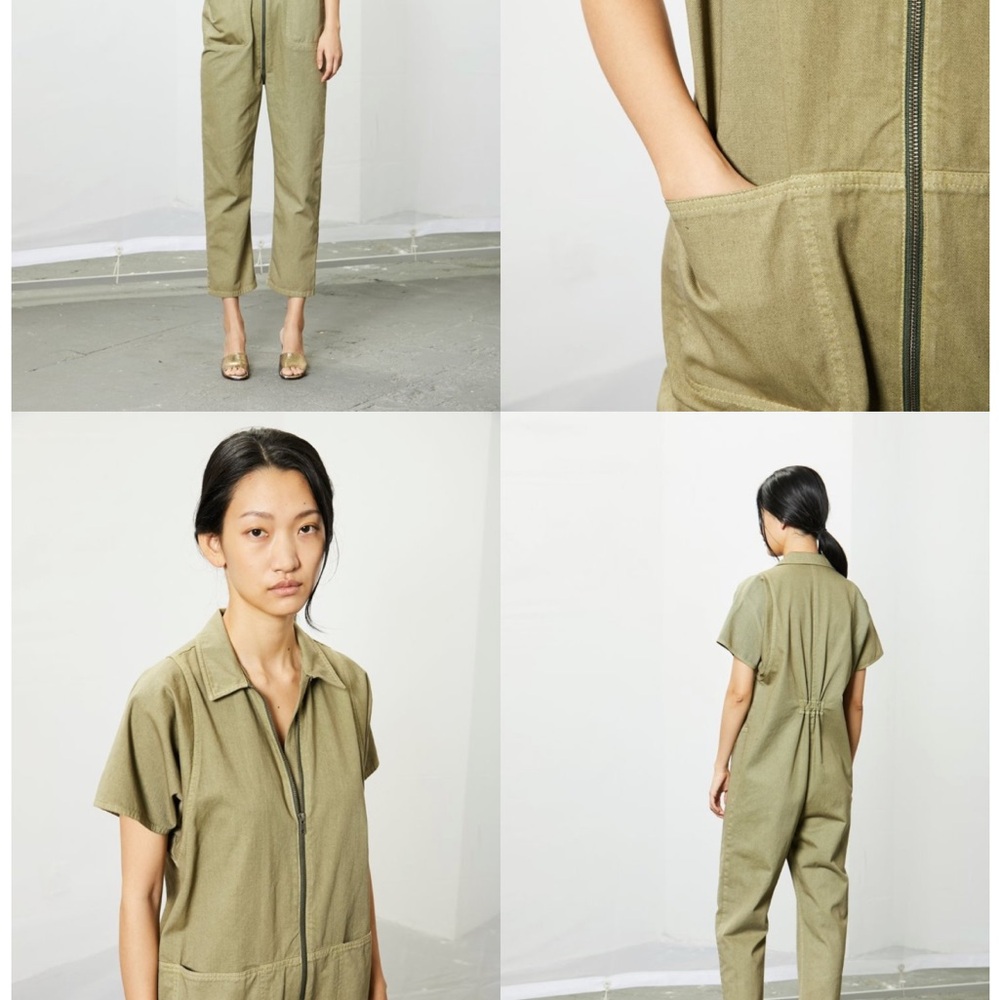 Rachel Comey Olive Green Short-Sleeve Utility Jumpsuit